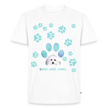 Never walk alone, dog, paws, maltese - Men's Premium Organic T-Shirt - white - Front - Nico (187cm)