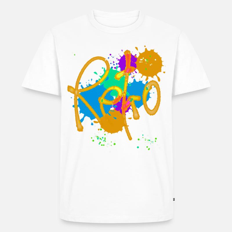 Retro,typo,neon,splash, bunt - Männer Premium Bio T-Shirt - Weiß