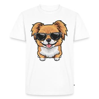 Cartoon Pekiniese, cool motif with sunglasses - Men's Premium Organic T-Shirt - white - Front - Nico (187cm)
