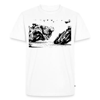 Moto de course - T-shirt Premium bio Homme - blanc - Devant - Nico (187cm)