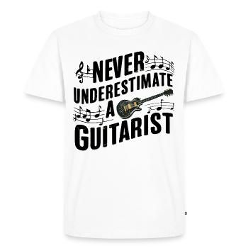 Never underestimate a Guitarist - Men's Premium Organic T-Shirt - white - Front - Nico (187cm)