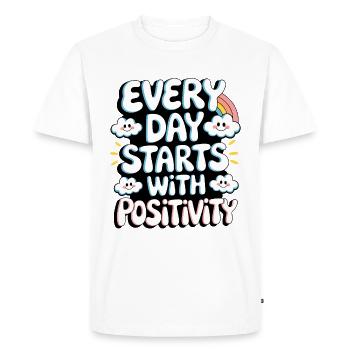 Every day starts with positivity - Men's Premium Organic T-Shirt - white - Front - Nico (187cm)