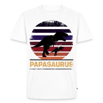 Papasaurus Père Dinosaure Familles Papa - T-shirt Premium bio Homme - blanc - Devant - Nico (187cm)