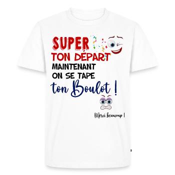 Collègue départ Homme Et Femme - T-shirt Premium bio Homme - blanc - Devant - Nico (187cm)