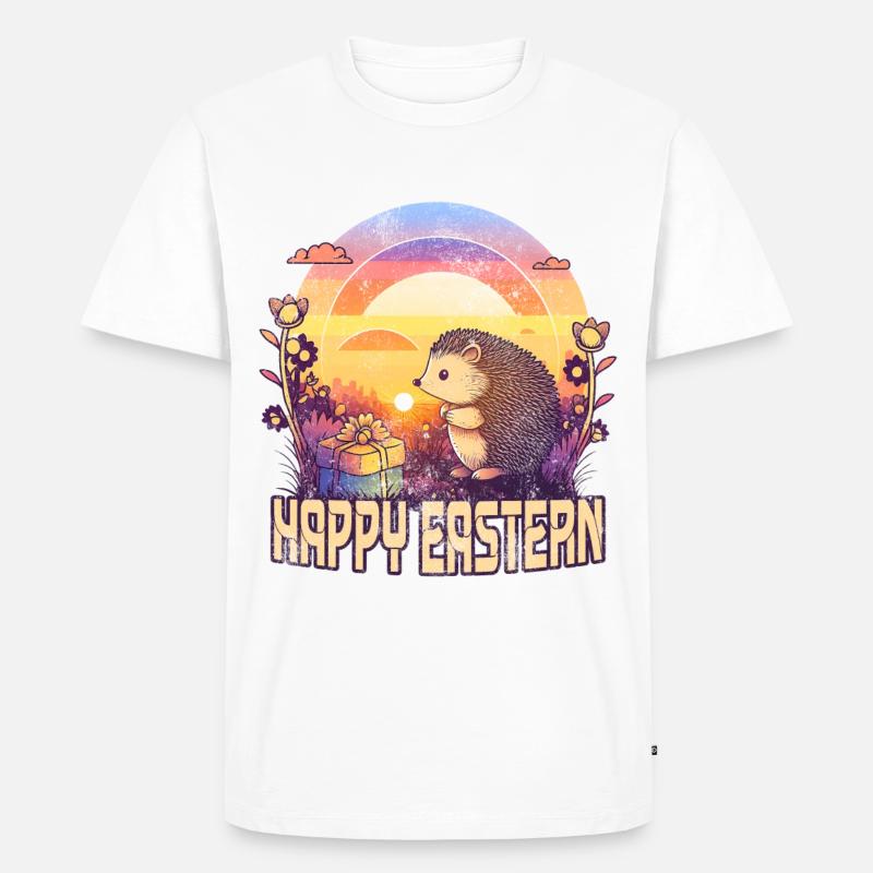 Frohe Ostern Igel - Männer Premium Bio T-Shirt - Weiß