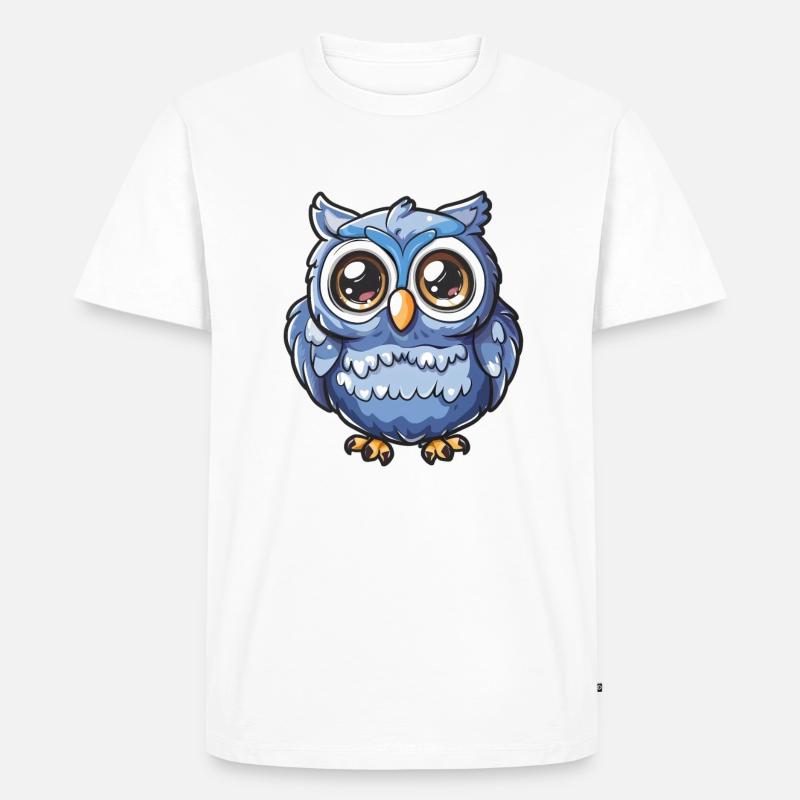 Niedliche Eulenfigur Mit Großen Augen - Männer Premium Bio T-Shirt - Weiß