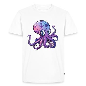 Cute Purple Octopus with Big Eyes - Men's Premium Organic T-Shirt - white - Front - Nico (187cm)