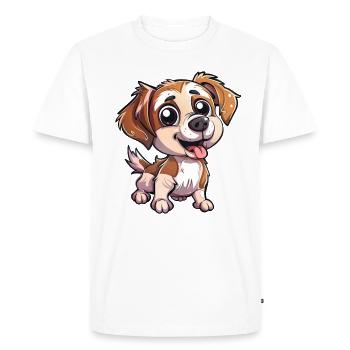 Chiot joueur aux yeux écarquillés - T-shirt Premium bio Homme - blanc - Devant - Nico (187cm)
