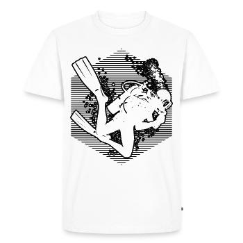 Plongeuse Femme Plongée Plongée Plongeuse Plongeuse Plongeuse - T-shirt Premium bio Homme - blanc - Devant - Nico (187cm)