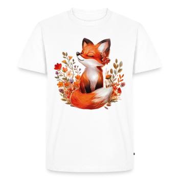 Fox with flowers - Men's Premium Organic T-Shirt - white - Front - Nico (187cm)