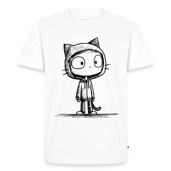 Kawaii Cat Cartoon Sketch – Cute Motif - Men's Premium Organic T-Shirt - white - Front - Nico (187cm)