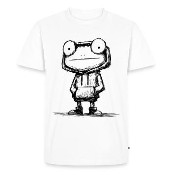 Kawaii Frog Cartoon Sketch – Cute & Funny - Men's Premium Organic T-Shirt - white - Front - Nico (187cm)