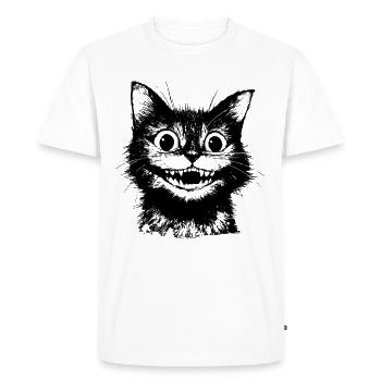 Mignon chat noir du Cheshire – motif gothique amusant - T-shirt Premium bio Homme - blanc - Devant - Nico (187cm)