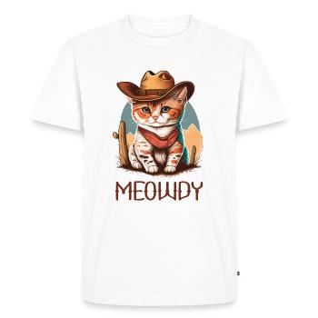 Meowdy Cat Howdy Meme Western Cowboy Kitten - Men's Premium Organic T-Shirt - white - Front - Nico (187cm)