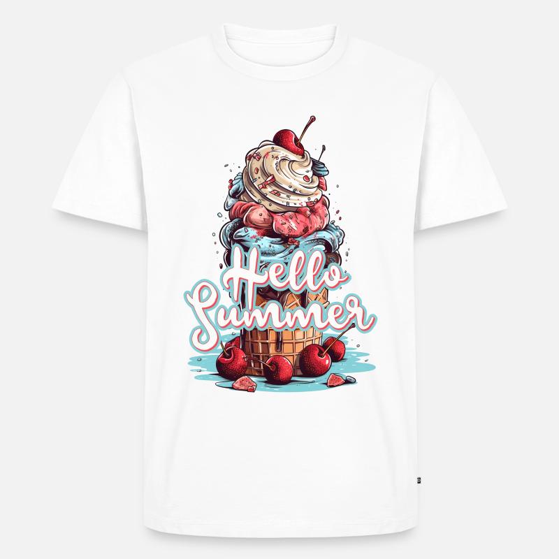 Hello Summer Eis Eiscreme Eisdiele - Männer Premium Bio T-Shirt - Weiß