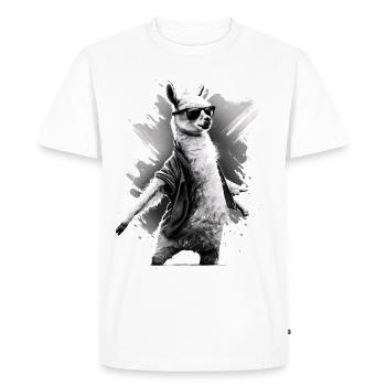Dancing Llama Llamas Alpaca Animal Gift Idea - Men's Premium Organic T-Shirt - white - Front - Nico (187cm)