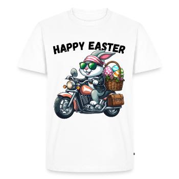 Happy Easter Bunny Motorcycle Cool Biker Easter Bunny - Men's Premium Organic T-Shirt - white - Front - Nico (187cm)