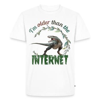 Je suis plus vieux qu’Internet + Dinosaure rétro - T-shirt Premium bio Homme - blanc - Devant - Nico (187cm)