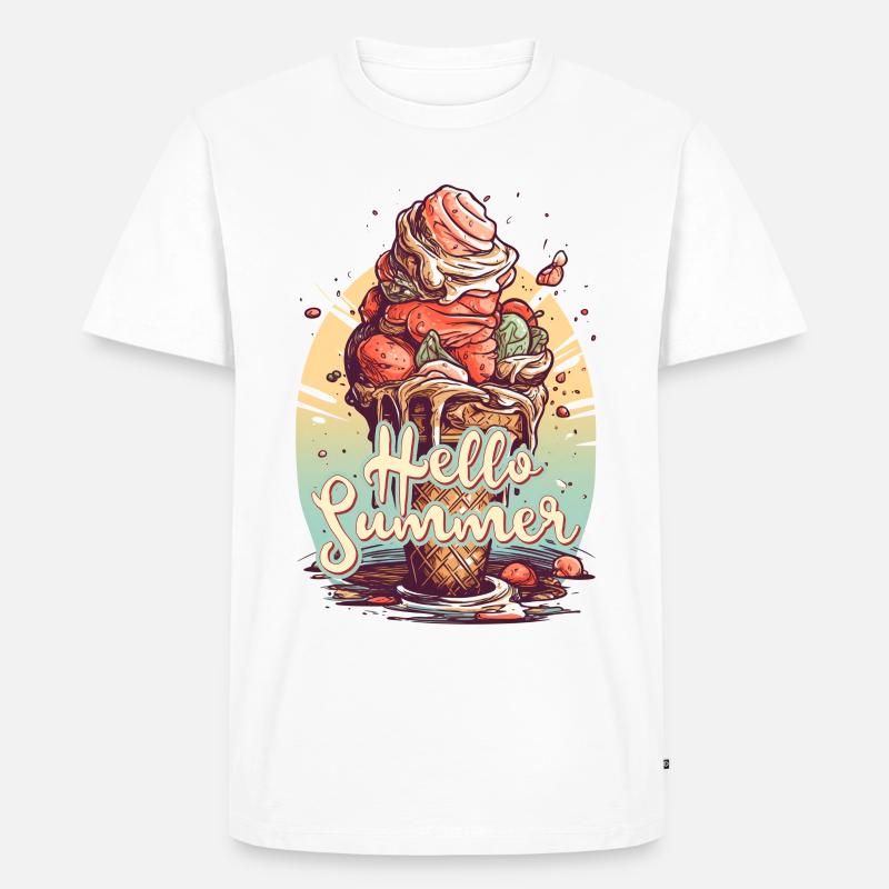 Hello Summer Eis Eiscreme Eisdiele - Männer Premium Bio T-Shirt - Weiß