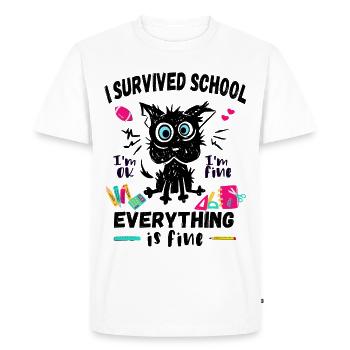 Dernier jour d’école, j’ai survécu à l’école - T-shirt Premium bio Homme - blanc - Devant - Nico (187cm)