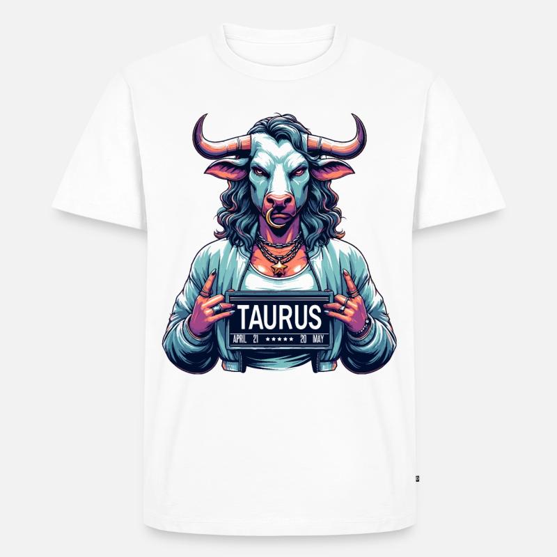Stier Sternzeichen - Kraftvolles Design - Männer Premium Bio T-Shirt - Weiß