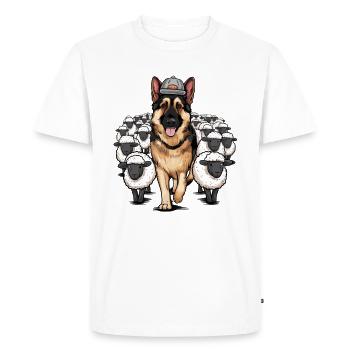 German Shepherd with Little Sheep - Men's Premium Organic T-Shirt - white - Front - Nico (187cm)