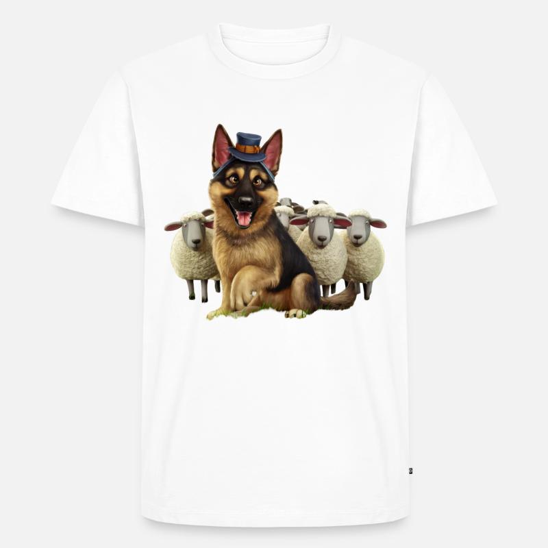 Deutscher Schäferhund mit kleinen Schäfchen - Männer Premium Bio T-Shirt - undefined