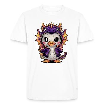 Cute Kawaii Duck with Dragon Outfit - Men's Premium Organic T-Shirt - white - Front - Nico (187cm)