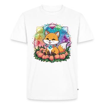 Cartoon Kawaii Fox with Peaches - Men's Premium Organic T-Shirt - white - Front - Nico (187cm)
