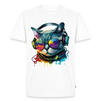 Chat Lunettes de soleil Casque Splash Animal coloré - T-shirt Premium bio Homme - blanc - Devant - Nico (187cm)