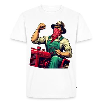 Tracteur Vintage Révolutionnaire Rural - T-shirt Premium bio Homme - blanc - Devant - Nico (187cm)