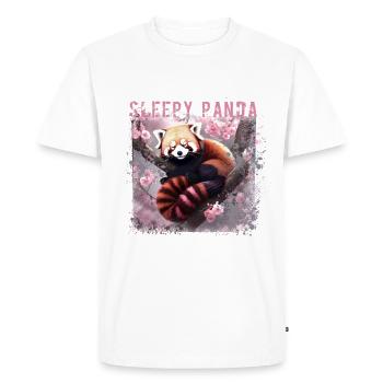 panda endormi, panda roux, sakura, fleur de cerisier, panda, - T-shirt Premium bio Homme - blanc - Devant - Nico (187cm)