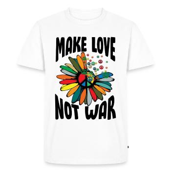 Faites l’amour pas la guerre Flower Power Hippie - T-shirt Premium bio Homme - blanc - Devant - Nico (187cm)