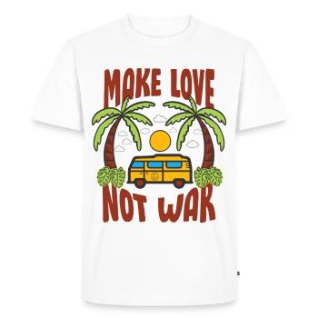 Faites l’amour pas la guerre Flower Power Hippie - T-shirt Premium bio Homme - blanc - Devant - Nico (187cm)
