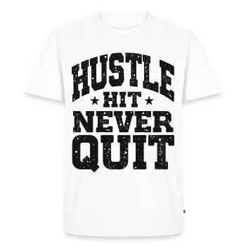Hustle Hit Never Quit Athlete Fitness - Men's Premium Organic T-Shirt - white - Front - Nico (187cm)