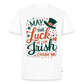 May the Luck of the Irish Charm Me - St Patrick's - Men's Premium Organic T-Shirt - white - Front - Nico (187cm)