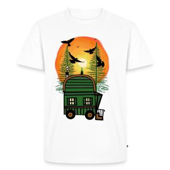 Bauwagen Naturfreund Freak Öko Haus Hütte wohnen - Men's Premium Organic T-Shirt - white - Front - Nico (187cm)