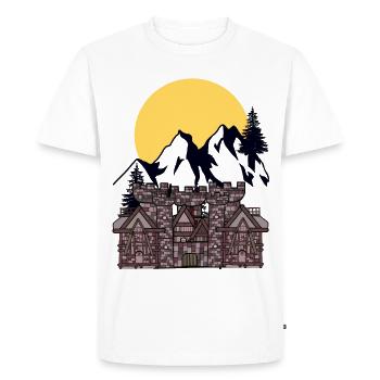 Moyen Âge Château Forteresse Chevalier Moon Montagnes Montagne - T-shirt Premium bio Homme - blanc - Devant - Nico (187cm)