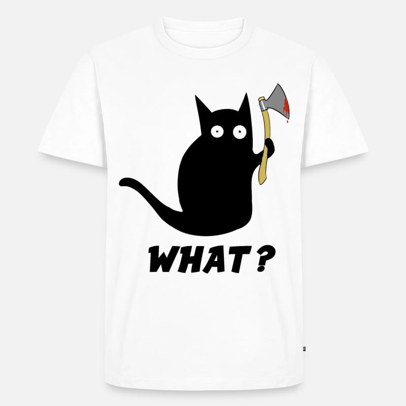 Katzenhumor mit Axt-Geschenkidee - Männer Premium Bio T-Shirt - Weiß
