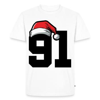 91 Numéro Noël - T-shirt Premium bio Homme - blanc - Devant - Nico (187cm)