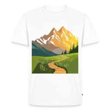 Sentier de randonnée au coucher du soleil - T-shirt Premium bio Homme - blanc - Devant - Nico (187cm)
