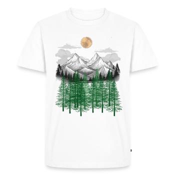 mountain forest nature mountains spruce tree - Men's Premium Organic T-Shirt - white - Front - Nico (187cm)