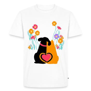 Dog, Cat, Garden, Love, Nature, Nature Lover - Men's Premium Organic T-Shirt - white - Front - Nico (187cm)