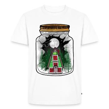Maison Hiver Neige Chute de neige Lune Noël Noël - T-shirt Premium bio Homme - blanc - Devant - Nico (187cm)