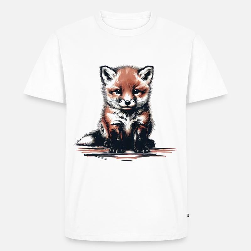 Fuchs Kinder Kind - Männer Premium Bio T-Shirt - Weiß