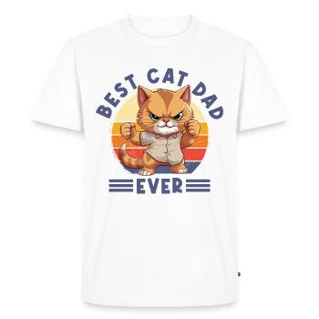Chat Meilleur Chat Papa Jamais Chat Papa Drôle Dicton - T-shirt Premium bio Homme - blanc - Devant - Nico (187cm)