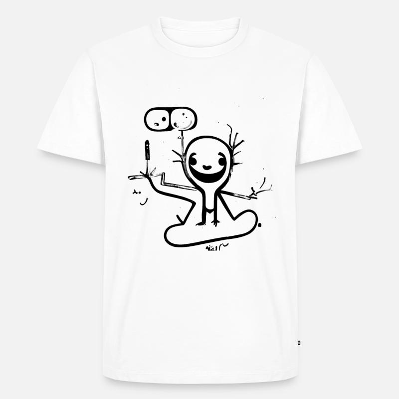 Strichmännchen seltsam - Männer Premium Bio T-Shirt - Weiß
