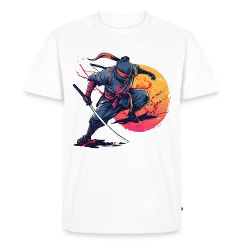 Ninja Fighter Guerrier Shinobi Japon Épée Katana - T-shirt Premium bio Homme - blanc - Devant - Nico (187cm)