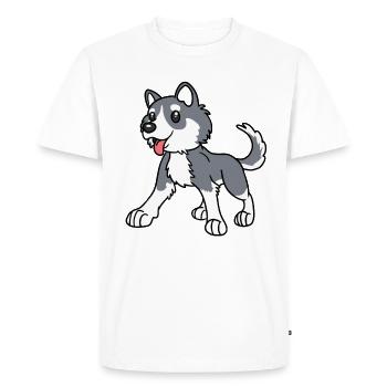 Chien husky - T-shirt Premium bio Homme - blanc - Devant - Nico (187cm)