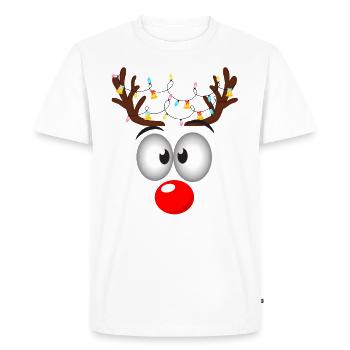 Funny Cross Eyed Reindeer Face Christmas Holidays - Men's Premium Organic T-Shirt - white - Front - Nico (187cm)